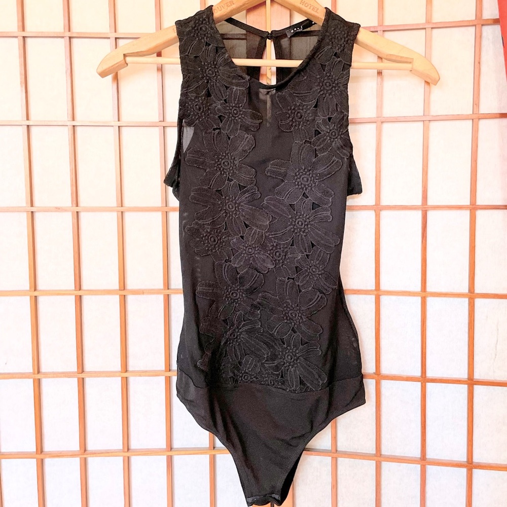 Haute Monde Sheer Black Body Suit